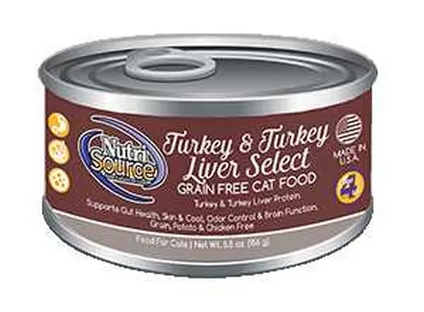 12/5.5 oz. Nutrisource Grain Free Turkey & Turkey Liver Select Cat Canned - Treat
